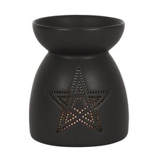 Image of Black Pentagram Star Cut Out Oil Buner Wax Burner Tealight Holder Brand New