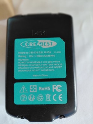 CREABEST 18V 2500mAh Li-Ion Battery for Hitachi Metabo HPT BSL1815X 330139