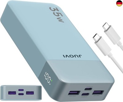 JUOVI J2651 Power Bank, 35W 20000mAh USB C In & Out Power Bank, Akku-Pack