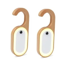  Message Motion Sensor Light, Portable Doorknob Memo Board Night Beech 2Pack