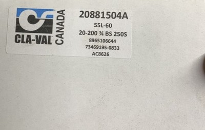 CLA-VAL 20881504A Pressure Relief Valve 3/4'' 20-200Psi CRV.