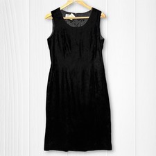 VTG Talbots Joan Leslie Black Velvet Sleeveless Sheath Dress Size 10 USA