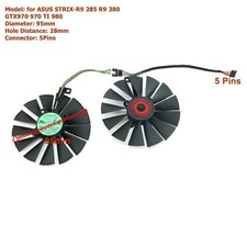 95mm VGA GPU Fans Cooler for ASUS GTX970 970 TI 980 780 STRIX-R9 285 380 5Pins