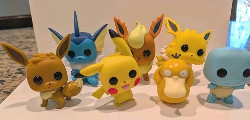 Funko Pop!  7 Pokémon characters Pikachu, Eevee, Vaporeon, Flareon, Jolteon,etc