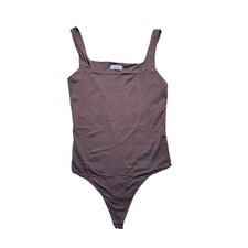 BABATON Aritzia Womens Mocha Brown Contour Square Neck Bodysuit Top XL Classic