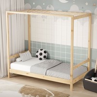Kinderbett FußBalltor Jugendbett Kiefernholz Handballtor Lattenrost 80X160 Cm