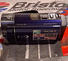 blue Sony Handycam HDR-CX130 high-definition digital camcorder.