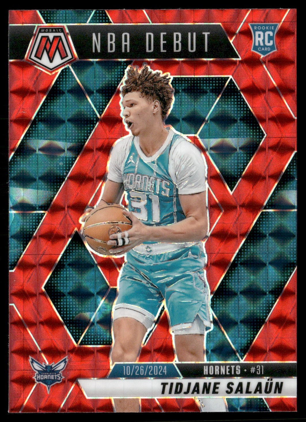 2024-25 Panini Mosaic - NBA Debut Tidjane Salaun #268 Red Mosaic Prizm (RC)