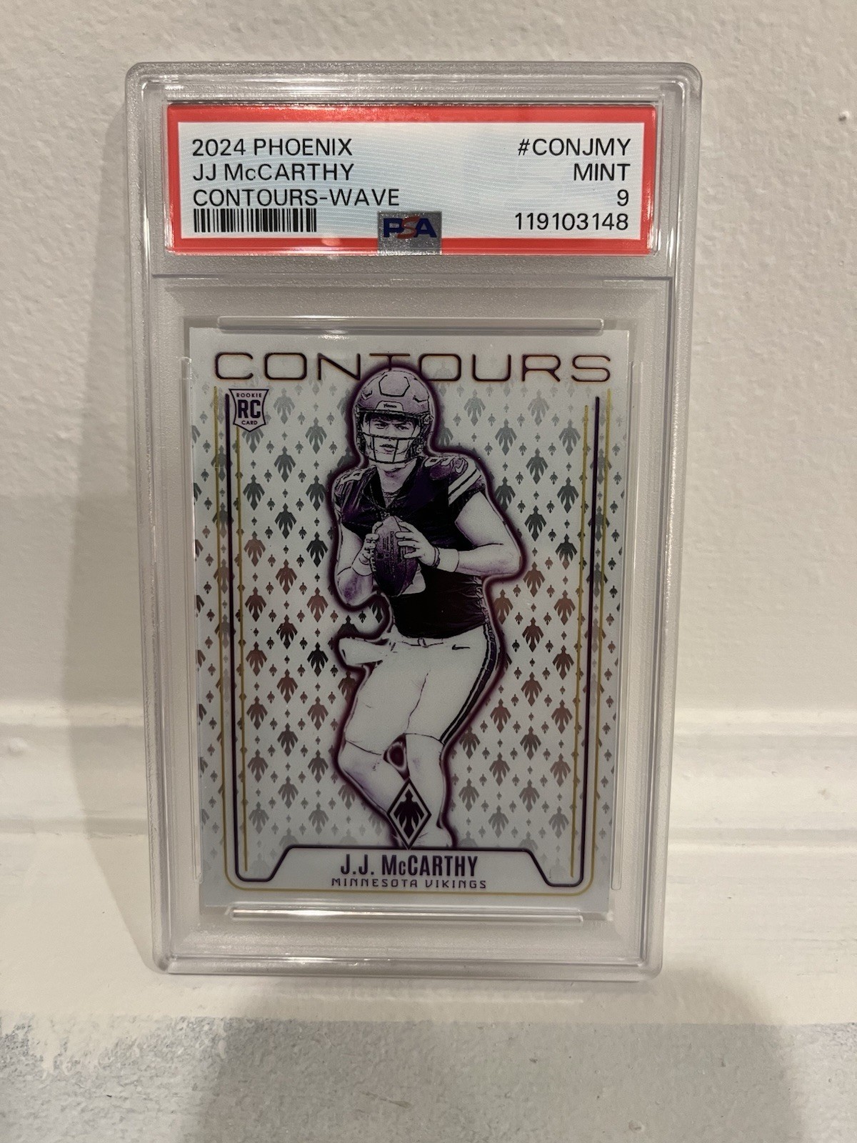 2024 Panini Phoenix JJ McCarthy Contours Wave Prizm RC Vikings Rookie PSA 9