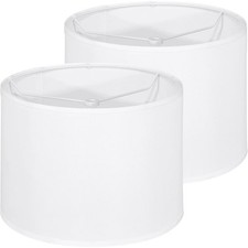 White Lamp Shades Set of 2, Drum Large Lampshades 13" Top x 13" Bottom x 10" ...