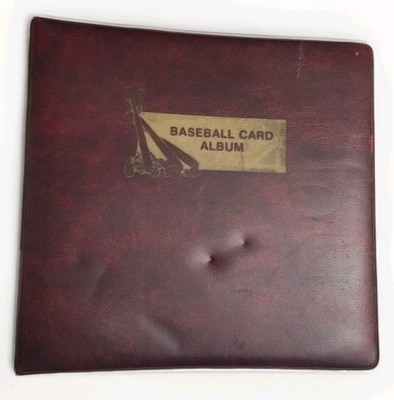 Vintage Burgundy 2 1/2  Baseball Card 3 Ring Album Binder Card Sleeves
