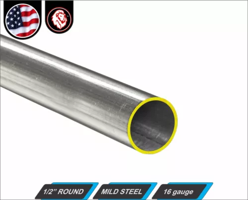 1/2" Round Metal Tube - Mild Steel - 16 gauge - ERW - 48" inch long (4-ft)