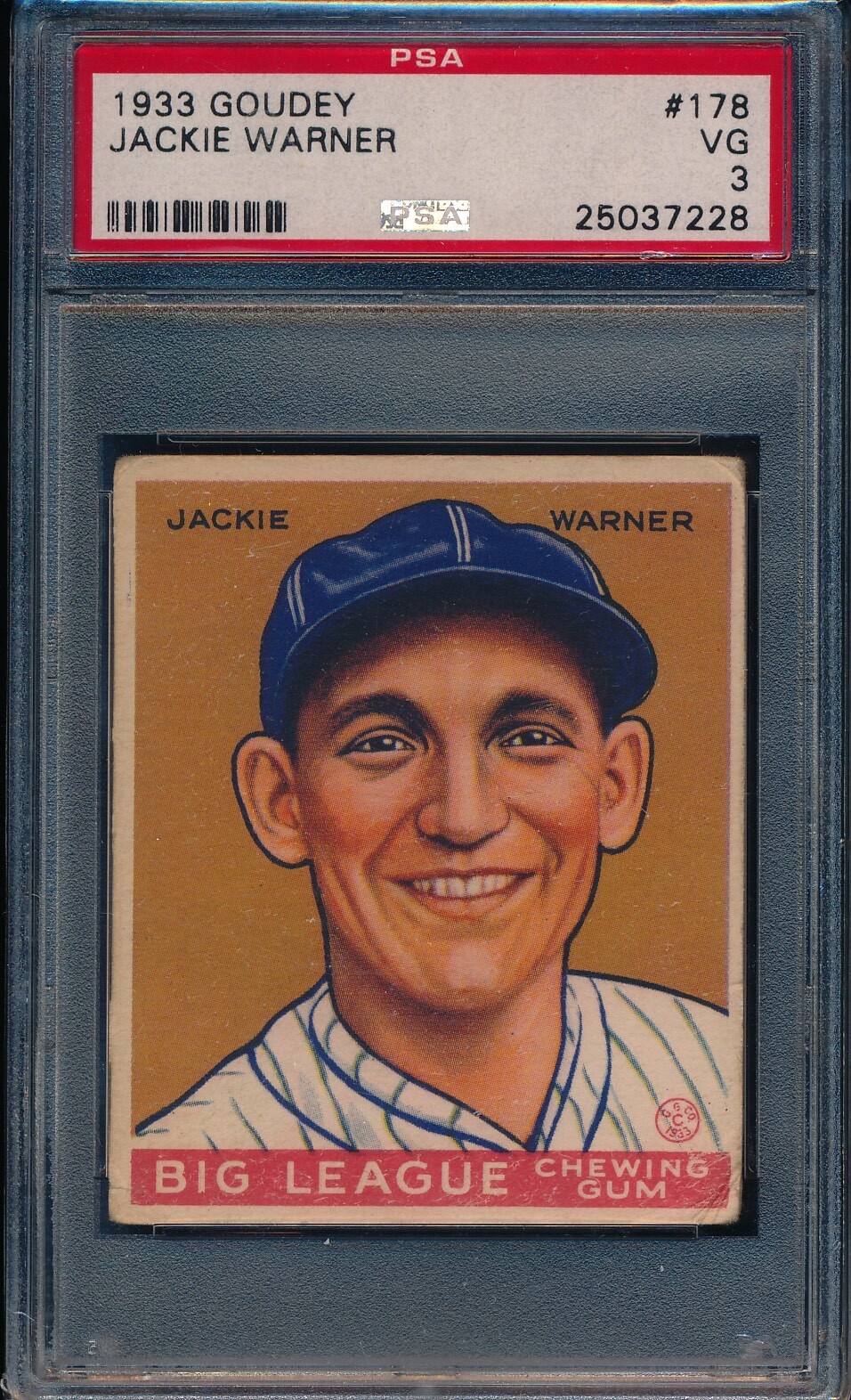 1933 GOUDEY JACKIE WARNER #178 PSA 3