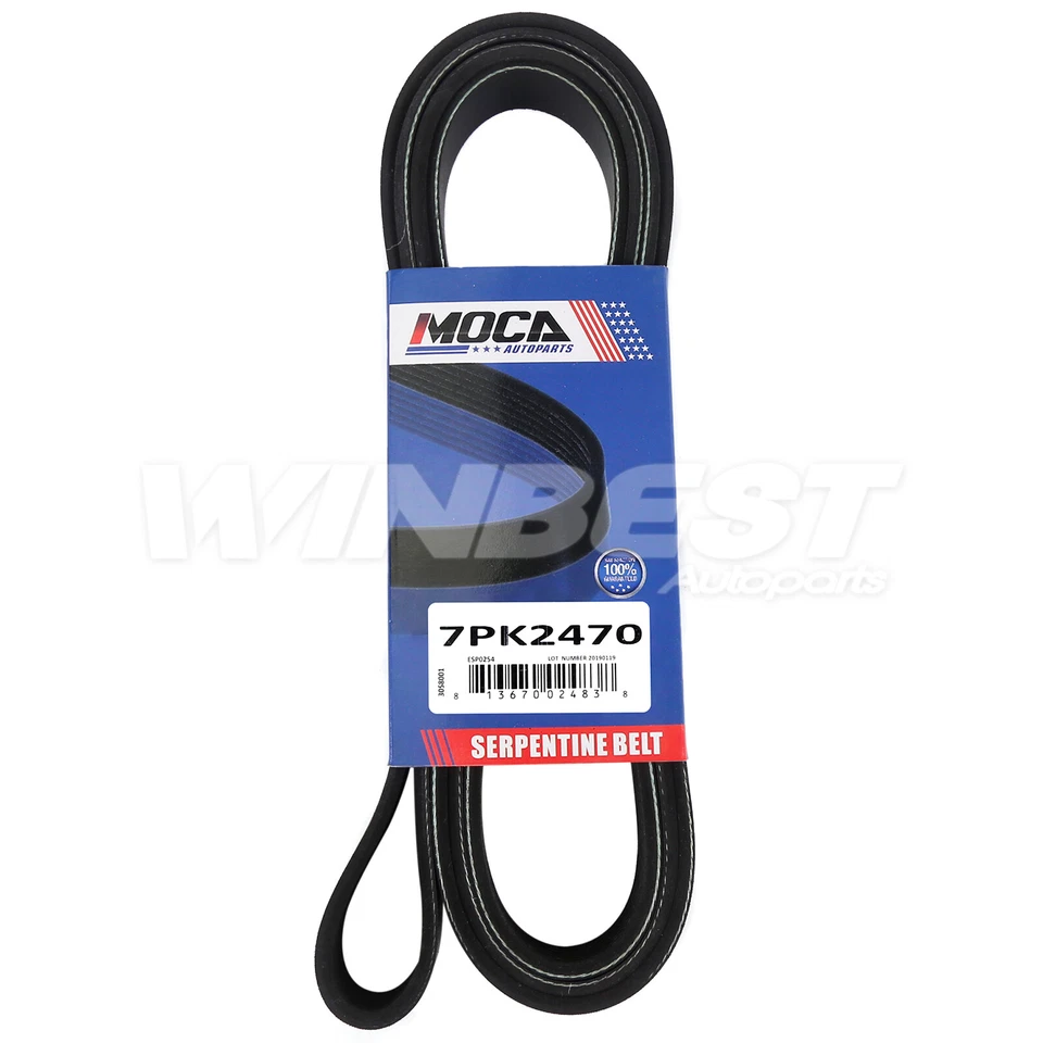 Cinturón EPDM Serpentine 7PK2470 apto para camioneta Dodge Ram 1500/2500 92-02 3,9 L 5,2 L 5,9 L Foto 4 de 4