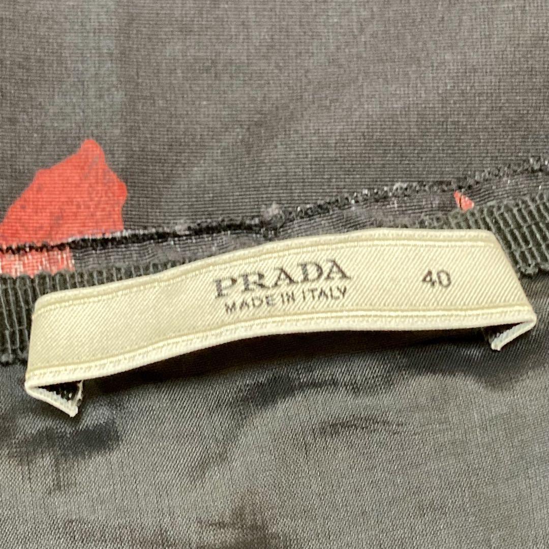 Prada 2018 Collection Roze Flower Black Knee-length Silk Prada 2018 Collection Roze Flower Black Knee-length Silk