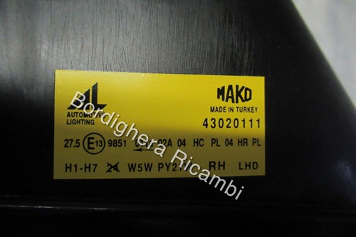 FARO FANALE PROIETTORE ANTERIORE DESTRO ORIGINALE FIAT PALIO 46840519 NUOVO - Bild 4 von 6