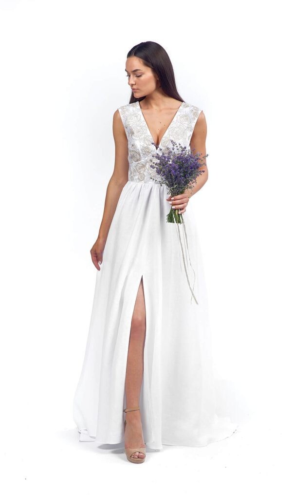 chinese dress ladies Linen Bohemian Wedding Dress. Handcrafted. World Wide Shipping. – Linen  Wedding Dress main image 1