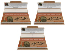 3x Zig Zag Unbleached1 1/4 Rolling Papers COMBO 3PKS w/50 Tips ZigZag USA SHPD