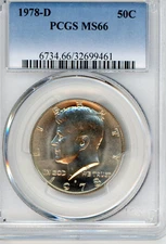 1978-D Kennedy Half PCGS  MS66 Light Gold Toning