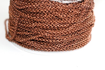 50ft 2.5mm Red Copper Rolo Cable Chain links-unsoldered 1 day Ship