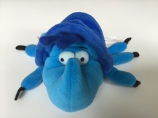 Vintage 90s Toy A Bugs Life Dim 8  Blue Beetle Plush Stuffed Bean Bag Disney
