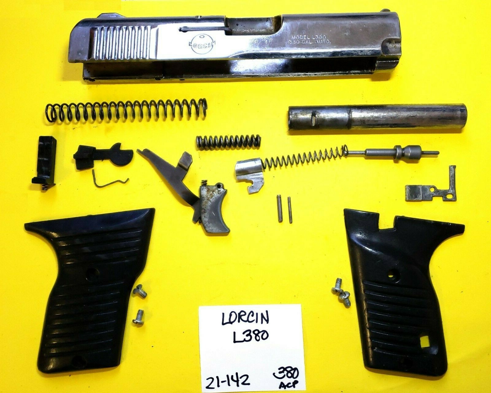 LORCIN L380 CHROME GUN REPAIR PARTS SLIDE BARREL GRIPS ITEM 21142 eBay