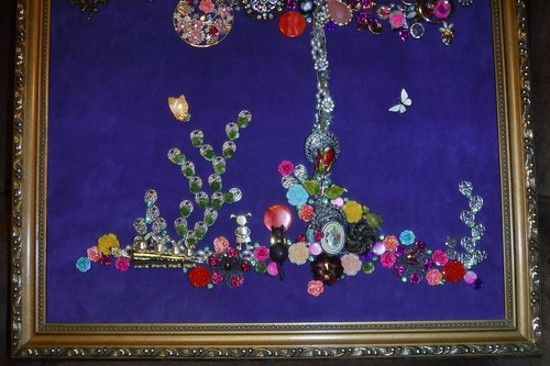 Vintage Jewelry Art Tree of Life, Framed & Signed - Picture 6 of 10