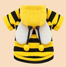 Halloween Dog Costume Bumble Bee Soft Fabric Pet Hoodie Jacket 4 SMALL Dogs NEW