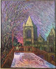 Vintage Philadelphia Anthony Ferrara Large Oil Painting "Angie Bridge Rip" 52X42