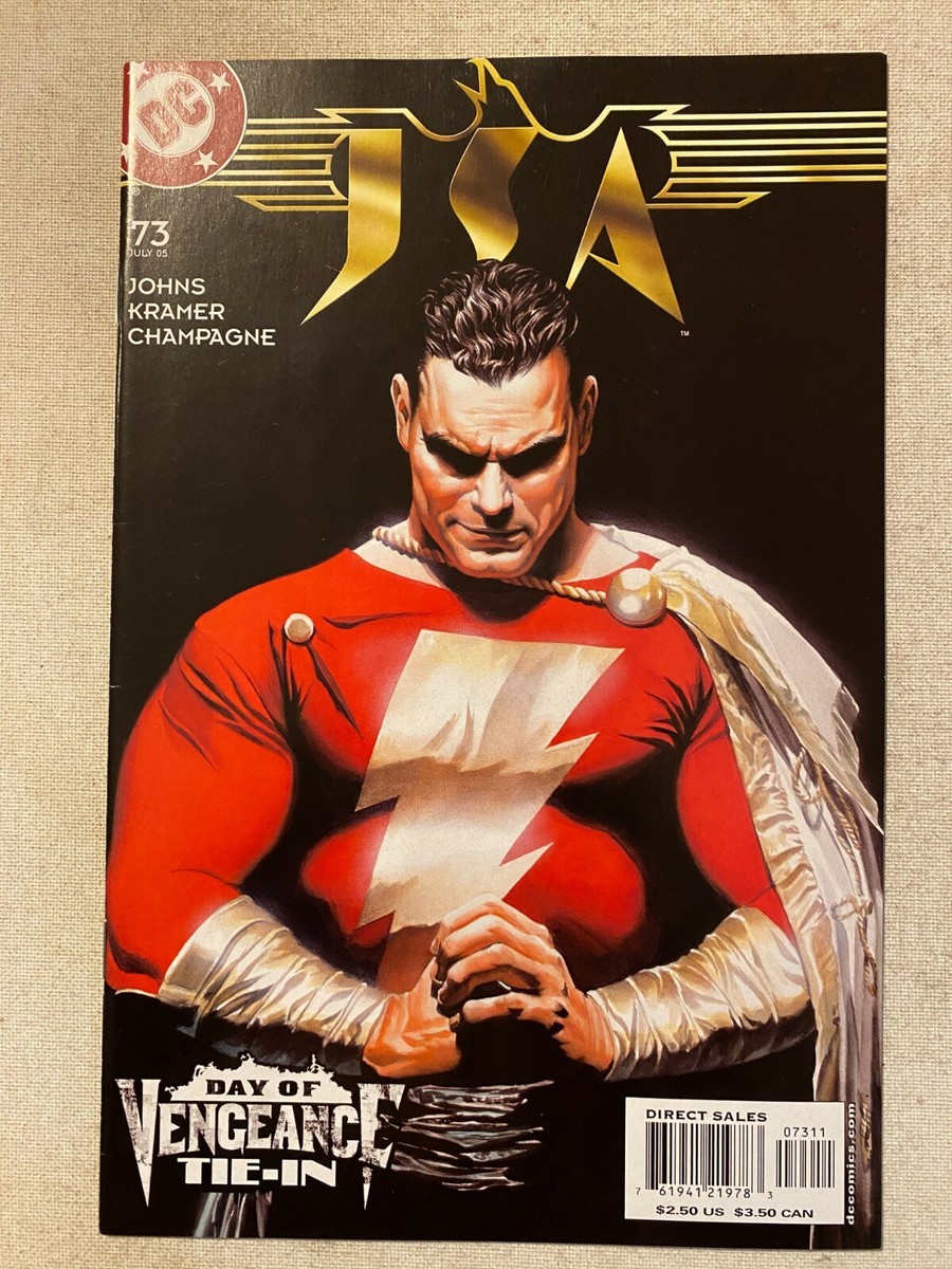JSA #73 NM 9.4 ORIGINAL CAPTAIN MARVEL SHAZAM COVER ART BY ALEX