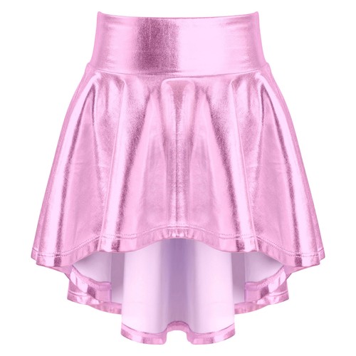 Kids Girls Shiny Metallic Ballet Dance Mini Skirts High Waisted Pleated Skirted - Picture 25 of 31