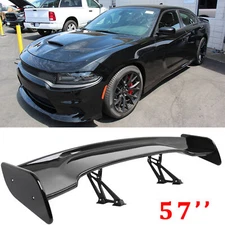 57" Rear Trunk Spoiler Gloss Racing High Stand GT Wing For Dodge Charger SRT R/T