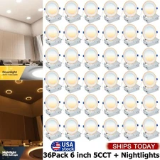 6" INCH RECESSED LIGHT SLIM CANLESS LED WAFER LIGHTS - 5CCT 2700K-5000K - 1050LM
