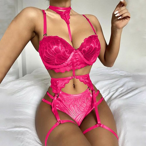 Damen-Dessous Unterwäsche Nachtwäsche Stahlring Pyjama Strumpfband Bodydoll BH-Set - Bild 12 von 15