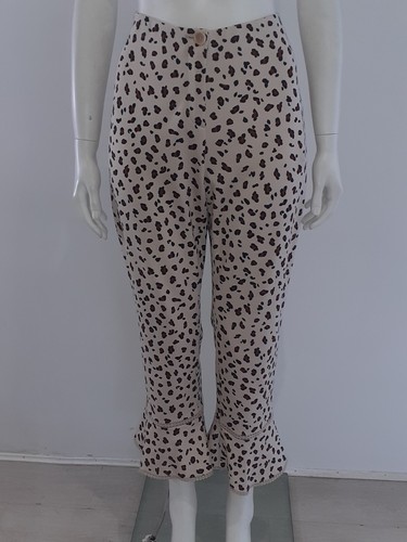 BNWT Marc Cain Cream Leopard Trousers UK 10 EU 38 Print Ruffle-Hem Flared - Picture 8 of 12