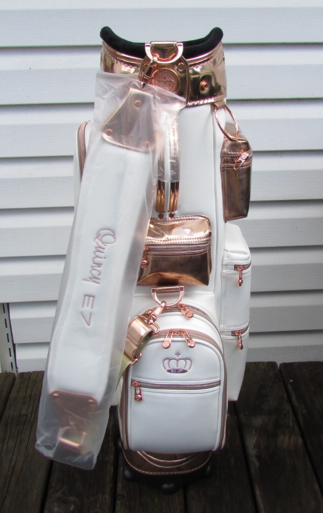 ゴルフキャディバック　レディース　Quincy E7 　ホワイト New Ladies TSURUYA Quincy E7 Cart Golf Bag W/Wheels