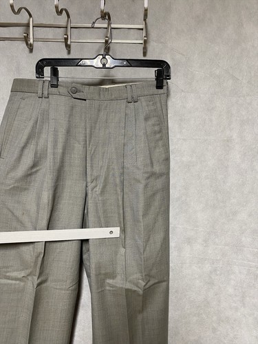 Bachrach Suit Men 40L Green Gray 3 Piece Wool Office Career Pants 34 X 33 Luxury - Picture 21 of 24