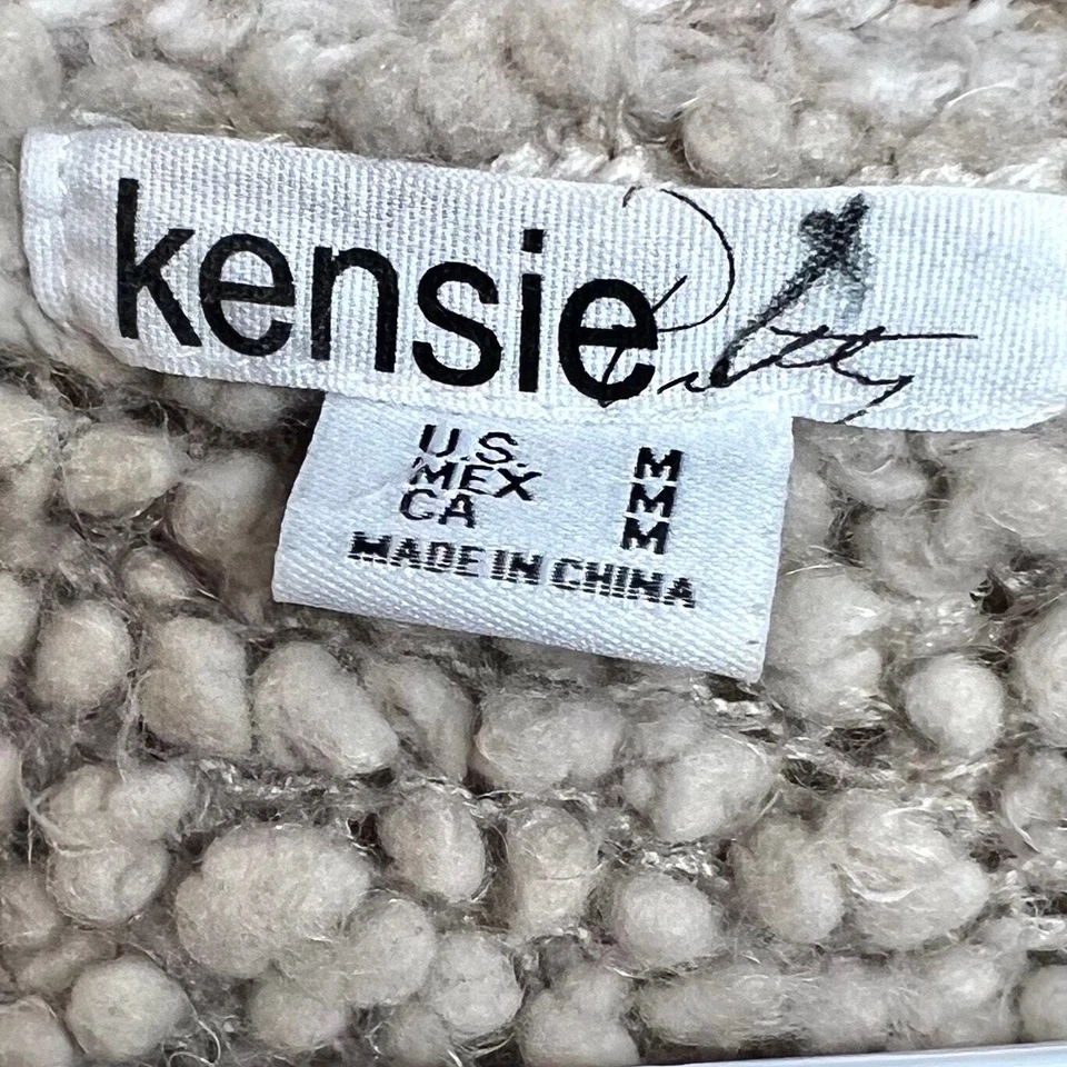Kensie Womens Long Beige Wool Blend Cardigan Short Sleeve Size M - Image 2 of 4