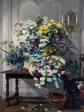 FLOWERS by J. Villebesseyx basket Tile Mural Kitchen Backsplash Marble Ceramic