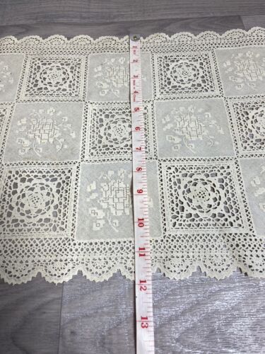 Vintage Hand Made Floral Crochet & Cross Stitch Cloth Decoration - Picture 17 of 17