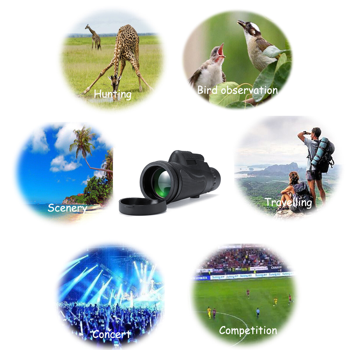 40X60 Zoom HD Monocular Telescope Lens Mount Clip Tripod For Phone Camera Hiking