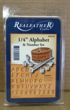 REALEATHER CRAFTS T8137 1/4" ALPHABET & NUMBER SET 36 STAMPS & HANDLE NEW