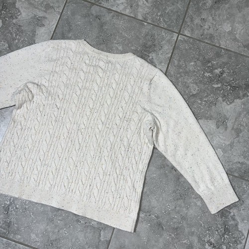 Talbots Cable Knit Cotton 3/4 Sleeve Sweater Pullover Ivory Speckle Plus 2X - Picture 4 of 10