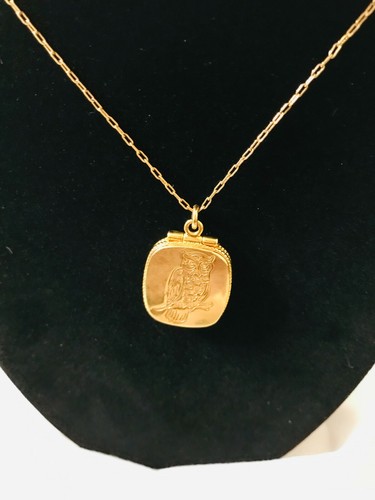 J. CREW OWL LOCKET PENDANT AND GOLD 