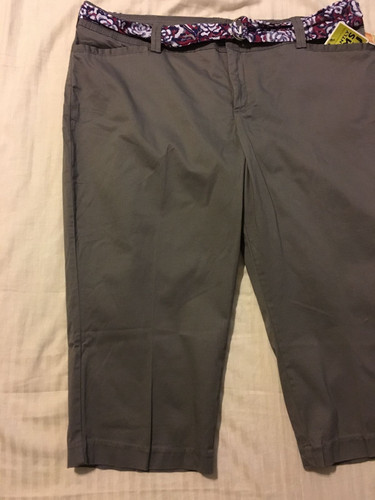LEE: Women Natural Fit, Stretch Capri Pants w/Belt: Shark, Caramel, 22W, 24W - Picture 4 of 9