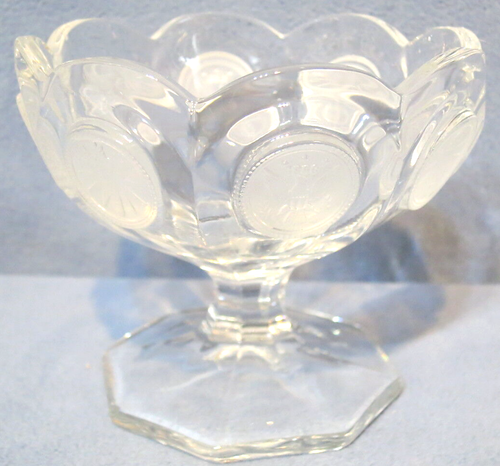 Vintage Fostoria Glass Coin Pattern Compote Footed Bowl Candy Dish Crystal - Picture 2 of 7