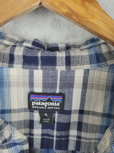 Patagonia Fjord Flannel button Up shirt men Size XL Organic Cotton 54020 Blue - 第 2/12 張圖片