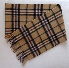 House of Scotland Scarf 100 Lambswool Wool Plaid Fringe Tan Red Black Unisex