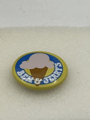 Vintage Ben & Jerry's Ice Cream Cone Pin Button Pinback 1'' Collectible