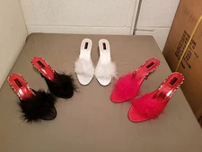 Frederick's of Hollywood Marabou Mules Slippers Heels Shoes~U Choose Color